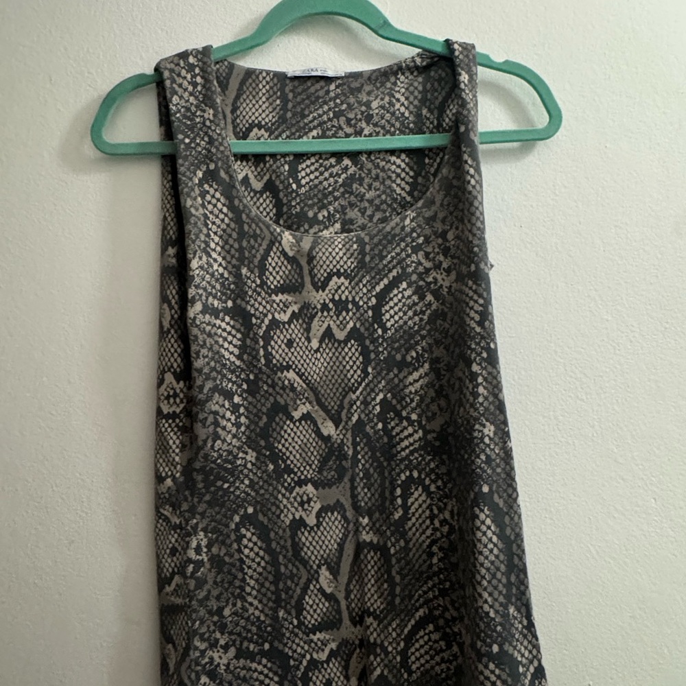Zara Black and Cream Snake Print Top